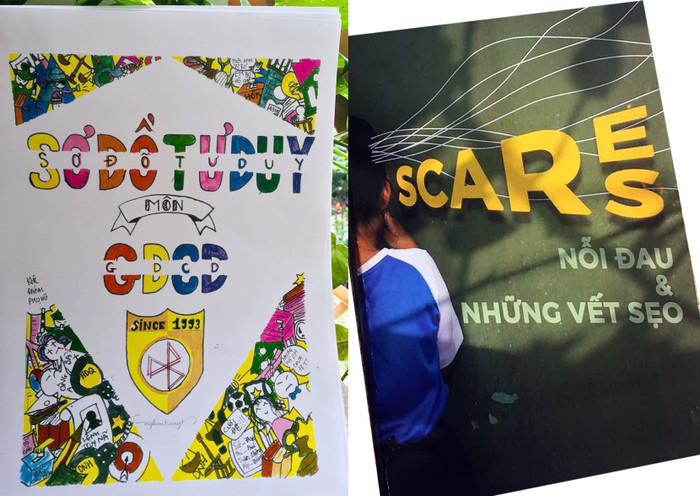 Những cuốn sách về kỹ năng sống mà học sinh của cô Trang đã làm. Ảnh: NVCC.