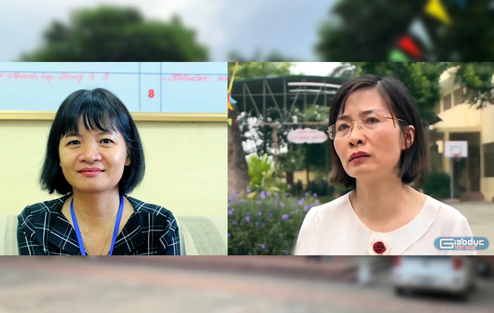 Bà Dương Thị Lan Phương (bên trái) - Hiệu trưởng Trường Tiểu học Lê Hữu Tựu và bà Nguyễn Thị Cúc (bên phải) - Hiệu trưởng Trường Tiểu học Tiên Dương, huyện Đông Anh, Hà Nội. Ảnh: Tùng Dương. Bà Dương Thị Lan Phương (bên trái) - Hiệu trưởng Trường Tiểu học Lê Hữu Tựu và bà Nguyễn Thị Cúc (bên phải) - Hiệu trưởng Trường Tiểu học Tiên Dương, huyện Đông Anh, Hà Nội. Ảnh: Tùng Dương.