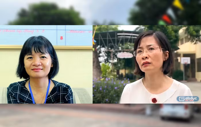 Bà Dương Thị Lan Phương (bên trái) - Hiệu trưởng Trường Tiểu học Lê Hữu Tựu và bà Nguyễn Thị Cúc (bên phải) - Hiệu trưởng Trường Tiểu học Tiên Dương, huyện Đông Anh, Hà Nội. Ảnh: Tùng Dương. Bà Dương Thị Lan Phương (bên trái) - Hiệu trưởng Trường Tiểu học Lê Hữu Tựu và bà Nguyễn Thị Cúc (bên phải) - Hiệu trưởng Trường Tiểu học Tiên Dương, huyện Đông Anh, Hà Nội. Ảnh: Tùng Dương.
