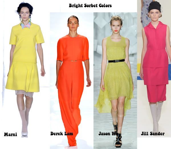 2. Trang phục sắc màu: Dù ở lứa tuổi nào, bạn cũng đừng quên thêm vào tủ quần áo của mình những gam màu tươi sáng, thậm chí là rực rỡ, để bản thân không bao giờ "già cỗi", lỗi thời. Những sắc màu này không chỉ làm những người vóc dáng gầy gò trở nên đầy đặn, đáng yêu hơn mà còn khiến người mặc trông tràn đầy sức sống. Năm nay, bên cạnh màu cam nóng bỏng và nổi bật, màu vàng, đỏ và xanh lá cây cũng là xu hướng hot. Xem thêm: Diện áo sơ mi độc-điệu-đẹp/ Váy xinh chào hè 2012.