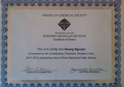 Bằng khen của Hiệp hội Hóa học Mỹ