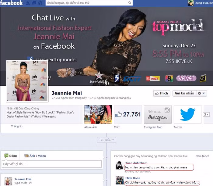 Những dòng chỉ trích và tức giận của cư dân mạng Việt trên facebook của Jeannie Mai.