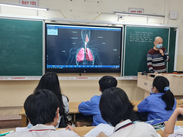 Phòng học thông minh của Trường Trung học cơ sở Hồng Bàng (Ảnh: Lã Tiến)