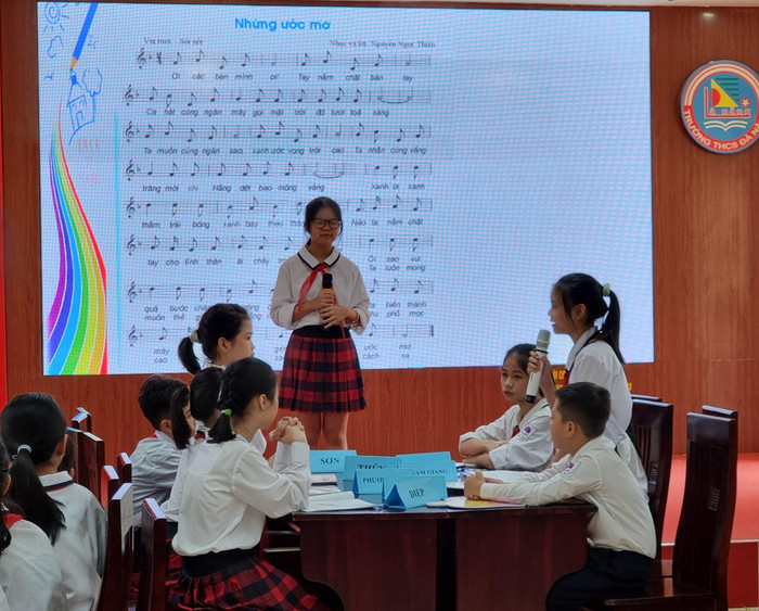 Đặt câu hỏi và trả lời nối tiếp để tìm hiểu kiến thức về bài hát (Ảnh: Phương Linh) Đặt câu hỏi và trả lời nối tiếp để tìm hiểu kiến thức về bài hát (Ảnh: Phương Linh)