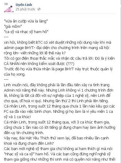 Uyên Linh đã kịp đọc được và đáp trả ngay lập tức. Uyên Linh đã kịp đọc được và đáp trả ngay lập tức.