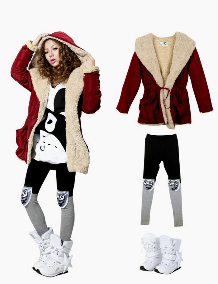 Sành điệu, hiện đại với quần tất và áo choàng lót lông ấm áp.