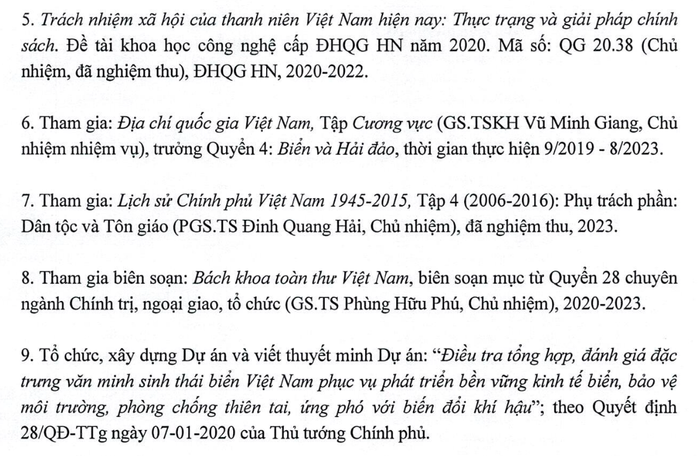 Danh mục đề tài tham gia đã được nghiệm thu trong 5 năm liền kề với thời điểm được bổ nhiệm thành viên Hội đồng gần đây nhất của Giáo sư Nguyễn Văn Kim (ảnh chụp màn hình bản kê khai của thầy Kim) Danh mục đề tài tham gia đã được nghiệm thu trong 5 năm liền kề với thời điểm được bổ nhiệm thành viên Hội đồng gần đây nhất của Giáo sư Nguyễn Văn Kim (ảnh chụp màn hình bản kê khai của thầy Kim)