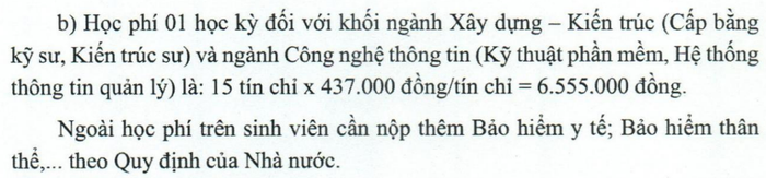 Ảnh: Học phí dự kiến 01 học kỳ đối với sinh viên ngành Kiến trúc theo đề án tuyển sinh năm 2024, Trường Đại học Xây dựng Miền Tây. Ảnh: Học phí dự kiến 01 học kỳ đối với sinh viên ngành Kiến trúc theo đề án tuyển sinh năm 2024, Trường Đại học Xây dựng Miền Tây.