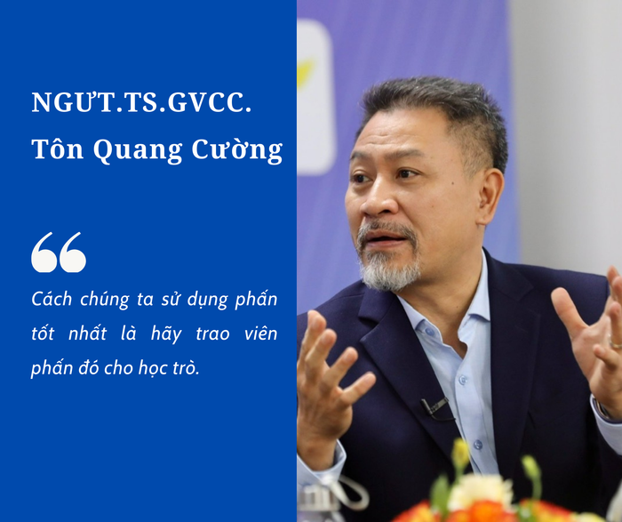 Nhà giáo Ưu tú, Tiến sĩ, Giảng viên cao cấp Tôn Quang Cường không chỉ là một chuyên gia về phương pháp giảng dạy mà còn là người luôn tiên phong trong việc nghiên cứu và ứng dụng công nghệ giáo dục mới. 1.png