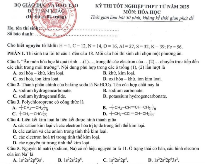 Một số câu hỏi trong phần I đề thi tham khảo môn Hoá học của kỳ thi tốt nghiệp trung học phổ thông năm 2025 hoa-1-14592669-1729243041867-1729243042050670471733.jpg