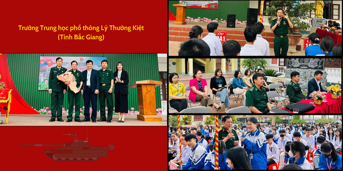 Các học sinh Trường Trung học phổ thông Lý Thường Kiệt giao lưu với hội cựu chiến binh xã Tiên Sơn. Ảnh: Trường Trung học phổ thông Lý Thường Kiệt Banner Ngày Văn hoá các Dân tộc Việt Nam Đỏ Vàng Khổ ngang.png