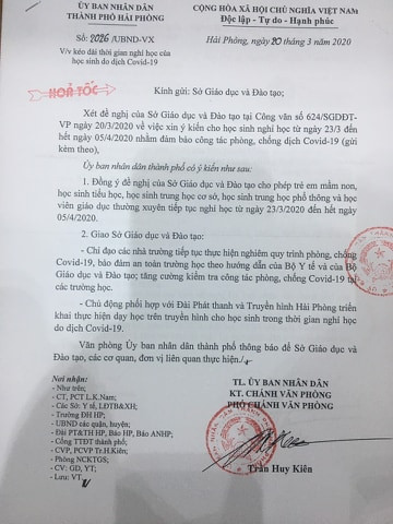 Học sinh trên địa bàn thành phố Hải Phòng tiếp tục được nghỉ học thêm 2 tuần để phòng, chống dịch Covid-19 (Ảnh: LT) Học sinh trên địa bàn thành phố Hải Phòng tiếp tục được nghỉ học thêm 2 tuần để phòng, chống dịch Covid-19 (Ảnh: LT)