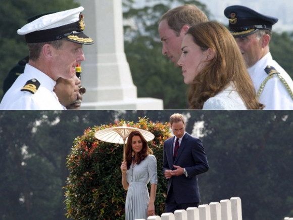 Hoàng tử William vốn là một thành viên của Lực lượng không quân Hoàng gia Anh, vợ anh nghiêng mình kính cấn trước Đài tưởng niệm chiến tranh Kranji ở Singapore. Hoàng tử William vốn là một thành viên của Lực lượng không quân Hoàng gia Anh, vợ anh nghiêng mình kính cấn trước Đài tưởng niệm chiến tranh Kranji ở Singapore.