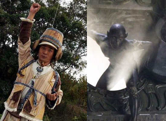 Hình ảnh một Tôn Ngộ Không nhảy ra khỏi lò luyện đan (trái) từng làm nên tên tuổi của nam diễn viên Ngô Việt, còn với tạo hình khác của anh trong “Thất tiên nữ vui vẻ” thì không ai có thể nhịn được cười. Hình ảnh một Tôn Ngộ Không nhảy ra khỏi lò luyện đan (trái) từng làm nên tên tuổi của nam diễn viên Ngô Việt, còn với tạo hình khác của anh trong “Thất tiên nữ vui vẻ” thì không ai có thể nhịn được cười.