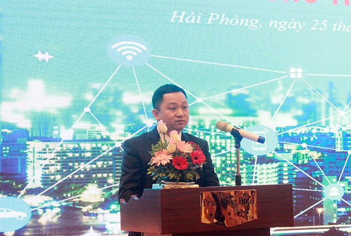 Ông Lương Hải Âu, Giám đốc Sở Thông tin và Truyền thông Hải Phòng phát biểu tại hội thảo (Ảnh: CTV)