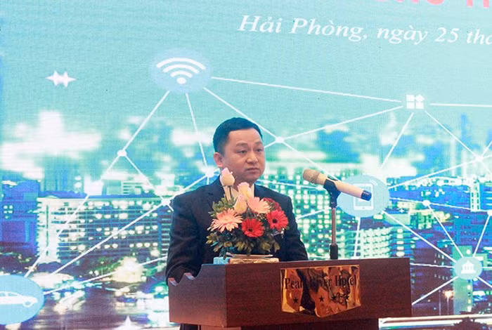 Ông Lương Hải Âu, Giám đốc Sở Thông tin và Truyền thông Hải Phòng phát biểu tại hội thảo (Ảnh: CTV)