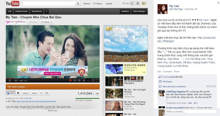 Người hâm mộ của Mỹ Tâm tỏ ra hết sức vui mừng trước sự kiện này. (Hình chụp từ facebook MT Entertainment).