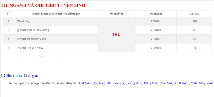 Trường Đại học Y khoa Tokyo Việt Nam xét tuyển các ngành học bằng tổ hợp A01. (Ảnh chụp màn hình) Screenshot 2025-03-29 131708.png