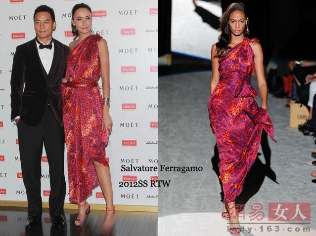 LisaS – bà xã của Ngô Ngạn Tổ với trang phục Ferragamo thật thuyết phục với dáng cao, da màu lúa mạch đẹp tuyệt càng làm toát lên sức mạnh của người mặc trang phục.