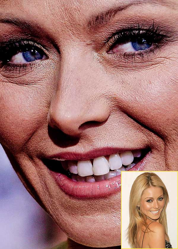 Kelly Ripa ở góc nhìn cận cảnh trông không khác nào bà lão 60. (Ảnh: Xz) Xem thêm: Điểm danh những chiếc cằm mới của Sao Việt / Bộ sưu tập váy xinh chào hè 2012.