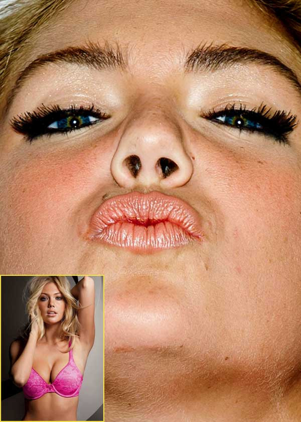 Kate Upton có phần da cổ nhiều nếp nhăn bất thường. (Ảnh: Xz) Xem thêm: Điểm danh những chiếc cằm mới của Sao Việt / Bộ sưu tập váy xinh chào hè 2012.