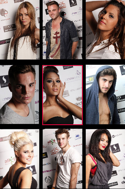 Hình ảnh của Angkookrat Warangnam (ô đỏ) trong danh sách những thí sinh lọt vào đêm chung kết cuộc thi Brighton's Next Hot Model.