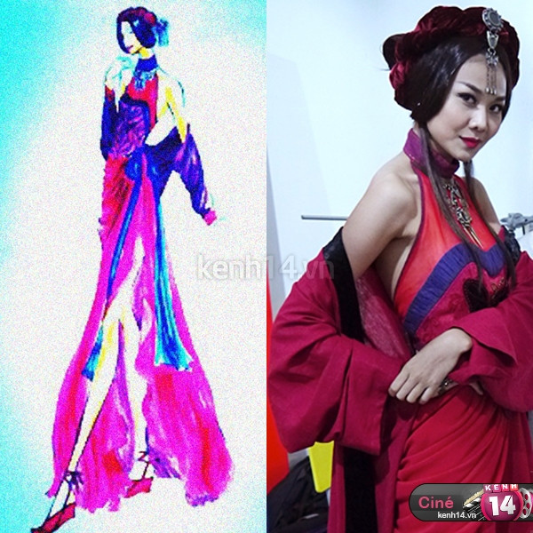 Thanh Hằng với tạo hình váy màu đỏ gụ, kiểu tóc và trang điểm làm toát lên nét quyến rũ và cực kỳ sắc sảo. (Ảnh: kenh14) Xem thêm: Sao Việt và cuộc chạy đua "khoe" hàng hiệu nghìn đô