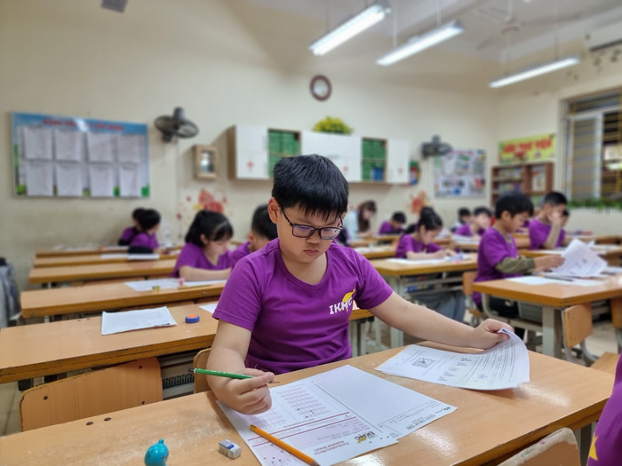 Các thí sinh tại huyện An Dương tham gia kỳ thi (Ảnh: LT) GDVN_toan-kanggaroo-1.jpg