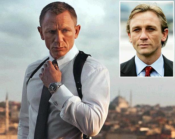 Nam tài tử Daniel Craig trước đây (ảnh nhỏ) với mái tóc lãng tử đang đối mặt với hiện tượng hói đầu. Ảnh. The Sun. Nam tài tử Daniel Craig trước đây (ảnh nhỏ) với mái tóc lãng tử đang đối mặt với hiện tượng hói đầu. Ảnh. The Sun.