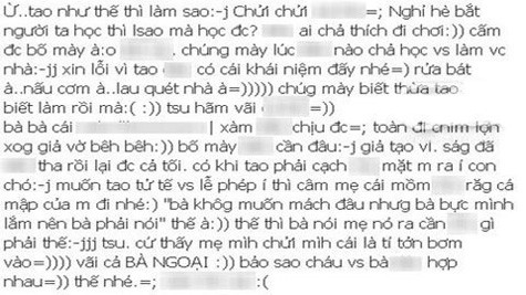 Status chửi bà ngoại thậm tệ lại một lần nữa khiến cư dân mạng bàng hoàng. Status chửi bà ngoại thậm tệ lại một lần nữa khiến cư dân mạng bàng hoàng.