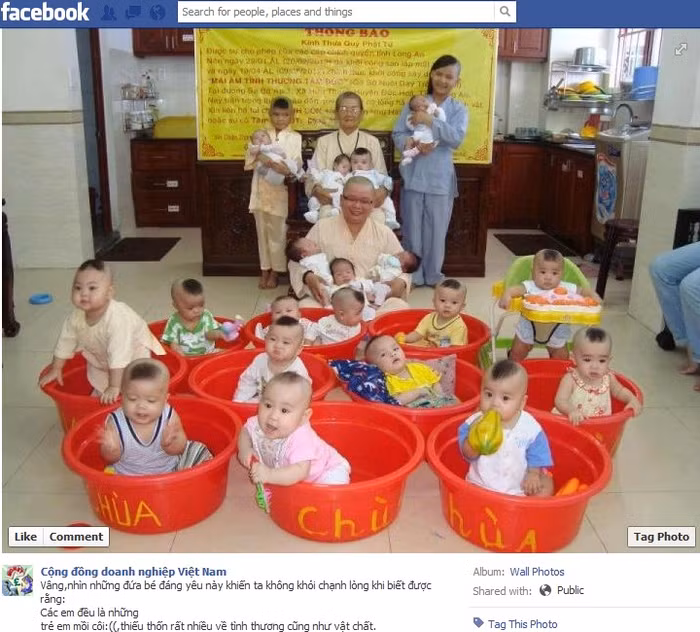 Các bé mồ côi được nhà chùa chăm nuôi rất mạnh khỏe, hồng hào.