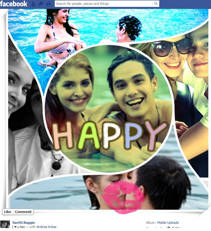 Những khoảnh khắc ngọt ngào của cặp đôi mẫu teen Andrea và bạn trai Baggio trên facebook của anh chàng này.