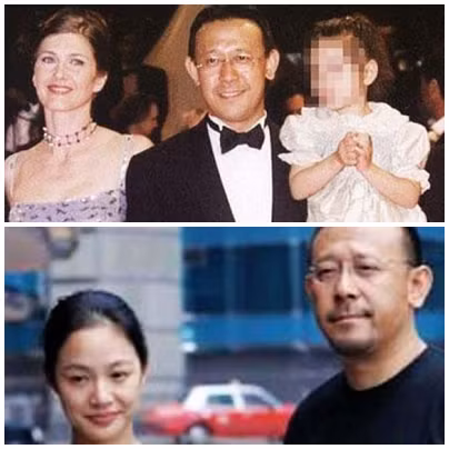 Nam diễn viên Khương Văn cùng người vợ cũ quốc tịch Pháp Sendrine và con gái (trên). Khương Văn và vợ hiện tại
