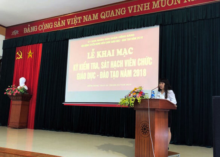 Lãnh đạo quận Hồng Bàng khẳng định việc tổ chức kiểm tra, sát hạch viên chức giáo dục năm 2018 bảo đảm đúng quy định (Ảnh: CTV) Lãnh đạo quận Hồng Bàng khẳng định việc tổ chức kiểm tra, sát hạch viên chức giáo dục năm 2018 bảo đảm đúng quy định (Ảnh: CTV)