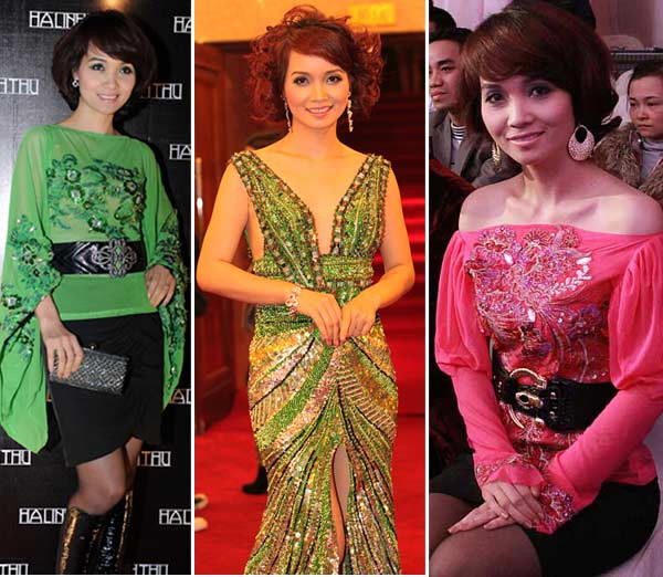 Không khó để nhiều người nhận ra sở thích ăn mặc của Mai Thu Huyền, nữ diễn viên đặc biệt thích những trang phục dát đá, đính hạt cầu kỳ với màu sắc nổi bần bật. (Ảnh: ione) Xem thêm: Điểm danh những chiếc "cằm mới" của Sao Việt.