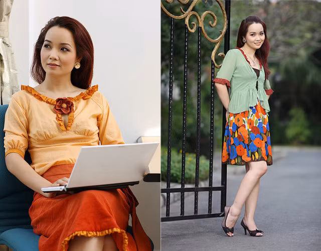 Và đôi lúc, cô lại chọn những chiếc váy đầm màu sắc sặc sỡ, "quê mùa" và chẳng hề ăn khớp với nhau. (Ảnh: ione) Xem thêm: Điểm danh những chiếc "cằm mới" của Sao Việt.