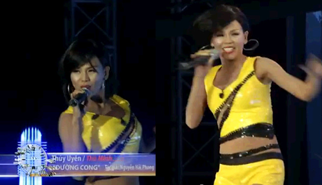 Thúy Uyên bốc lửa trong tạo hình ca sĩ Thu Minh.