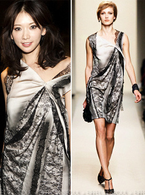 Chiếc váy hiệu Bottega Veneta làm mất hết đường cong gợi cảm vốn có của Lâm Chí Linh.