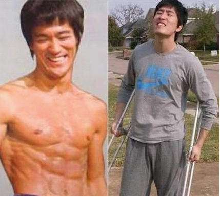 Nam tài tử võ thuật Lý Tiểu Long và vận động viên Lưu Tường.