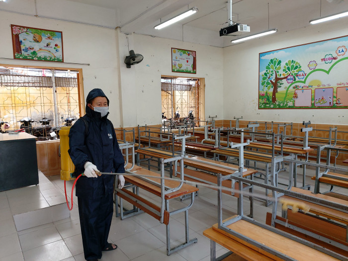 Các phòng học được khử khuẩn, vệ sinh sạch sẽ (Ảnh: Lã Tiến) Các phòng học được khử khuẩn, vệ sinh sạch sẽ (Ảnh: Lã Tiến)