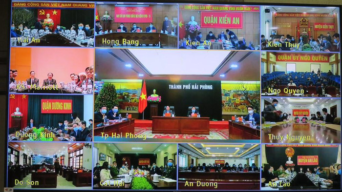 Ban Thường vụ Thành ủy Hải Phòng họp trực tuyến phòng, chống dịch Covid-19 (Ảnh: haiphong.gov.vn)