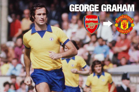 George Graham (từ Arsenal tới Manchester United): George Graham được biết đến là một HLV tài giỏi của Arsenal. Bên cạnh đó, người tiền nhiệm của HLV Wenger còn là một cầu thủ tài năng và đã chơi cho Arsenal khi còn trẻ. Tại đây ông đã ghi được 308 trận và ghi được 77 bàn thắng. Ông còn cùng “Pháo thủ” giành 1 chức VĐ FA Cup, 1 chức VĐ First Division (tiền thân của Premier League) và 1 chức VĐ Fair Cup (tiền thân của Europa League).Tuy nhiên Graham đã chuyển tới thi đấu cho M.U vào năm 1972 với mức phí 120 nghìn bảng. Trong 2 năm ở M.U, Graham đã không giành được danh hiệu nào. Đây cũng là CLB cuối cùng trong sự nghiệp cầu thủ của ông. George Graham (từ Arsenal tới Manchester United): George Graham được biết đến là một HLV tài giỏi của Arsenal. Bên cạnh đó, người tiền nhiệm của HLV Wenger còn là một cầu thủ tài năng và đã chơi cho Arsenal khi còn trẻ. Tại đây ông đã ghi được 308 trận và ghi được 77 bàn thắng. Ông còn cùng “Pháo thủ” giành 1 chức VĐ FA Cup, 1 chức VĐ First Division (tiền thân của Premier League) và 1 chức VĐ Fair Cup (tiền thân của Europa League).Tuy nhiên Graham đã chuyển tới thi đấu cho M.U vào năm 1972 với mức phí 120 nghìn bảng. Trong 2 năm ở M.U, Graham đã không giành được danh hiệu nào. Đây cũng là CLB cuối cùng trong sự nghiệp cầu thủ của ông.