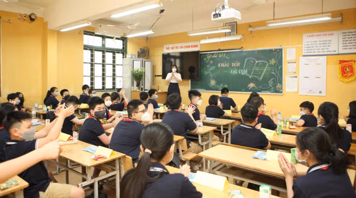 Học sinh Trường Trung học cơ sở Thái Thịnh (quận Đống Đa, Hà Nội). Ảnh: NTCC.