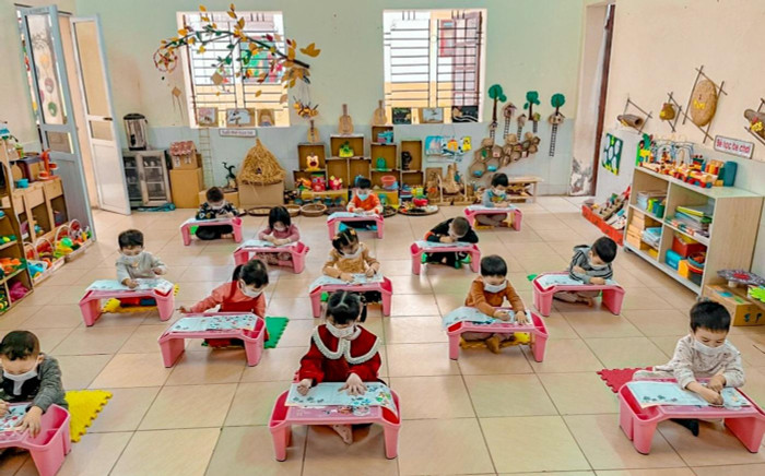 Các em học sinh Trường mầm non Phong Châu. Ảnh: NTCC.