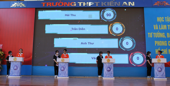 Phần thi khởi động, các thí sinh đều tự tin, thể hiện tốt khả năng ứng biến nhanh (Ảnh: Phương Linh)