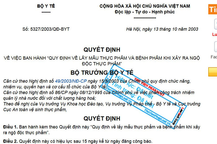 Việc lấy và xét nghiệm mẫu sữa Fami Kid do các phụ huynh cung cấp khi đưa con vào cấp cứu tại Bệnh viện Đa khoa Phú Bình có làm đúng quy định hay không? Ảnh: moh.gov.vn.