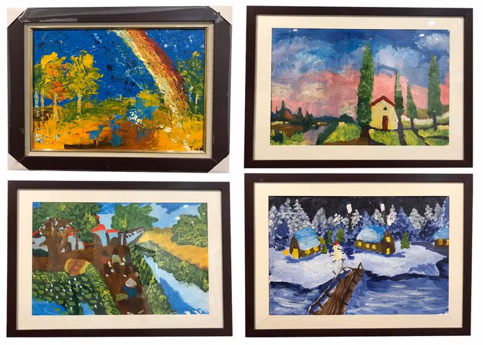 Mỗi bức tranh đều thể hiện cá tính của học sinh. Ảnh: Tùng Dương.