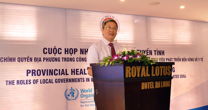 Phó giáo sư, tiến sĩ Nguyễn Trường Sơn - Thứ trưởng Bộ Y tế phát biểu Khai mạc cuộc họp.