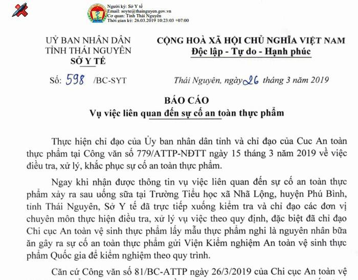 Báo cáo này chưa thực sự rõ ràng về việc nguyên nhân gây ngộ độc cho các cháu học sinh Trường Tiểu học Nhã Lộng (Thái Nguyên). Ảnh: Tùng Dương. Báo cáo này chưa thực sự rõ ràng về việc nguyên nhân gây ngộ độc cho các cháu học sinh Trường Tiểu học Nhã Lộng (Thái Nguyên). Ảnh: Tùng Dương.