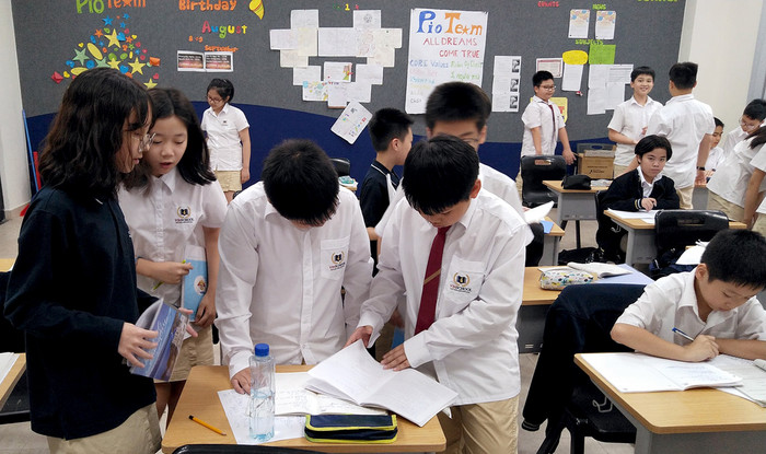 Học sinh Trường trung học Vinschool trong giờ thảo luận. Ảnh: Nhân vật cung cấp.